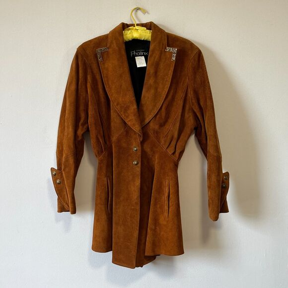 outerwear by phoenix Jackets & Blazers - Vintage 80s Warm Brown Heavy Cowhide Suede Jacket Outerwear by Phoenix Womens L